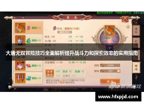 大唐无双冒险技巧全面解析提升战斗力和探索效率的实用指南